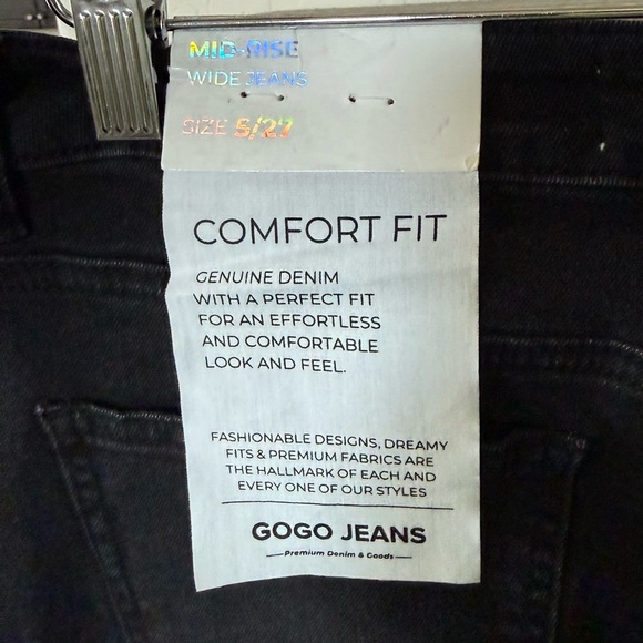 GOGO Jeans|Black Wide Leg Jeans with Pearl White Embroidered bows,Balletcore••• - Picture 13 of 16